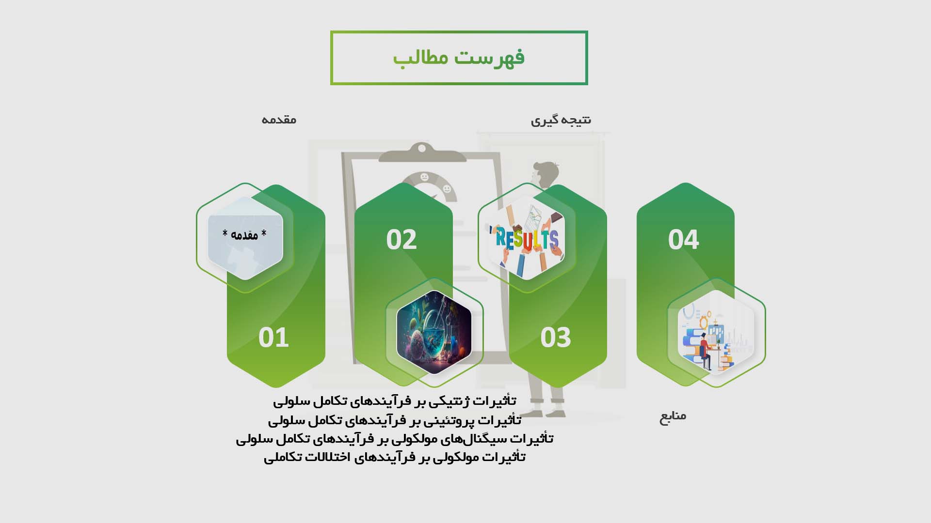 پاورپوینت در مورد بررسی تاثیرات مولکولی بر فرآیندهای تکامل سلول‌ها